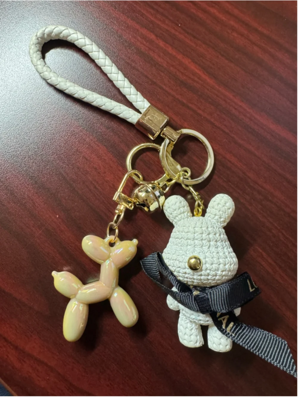 Balloon Dog & Textured Bear Bag Charm Keychain Wristlet
